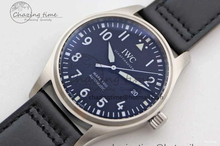 MIROTIME 0506 Vibrant Mark XVIII IW327001 SS M+F 1:1 Best Edition Black Dial on Black Leather Strap A 7055